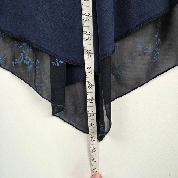 Vtg Y2K Blue‎ Floral Glitter Strapless Mesh Dress L Whimsigoth Fairy Grunge HOCO - Picture 9 of 10